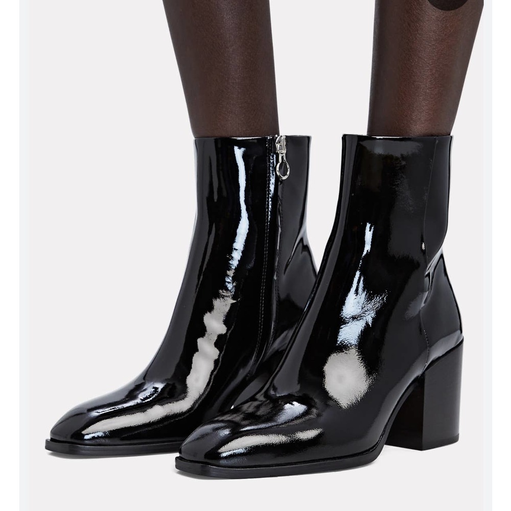 AEYDE LEANDRA PATENT LEATHER SQUARE TOE ANKLE BOOTSWOMENSIZE US6/EU36